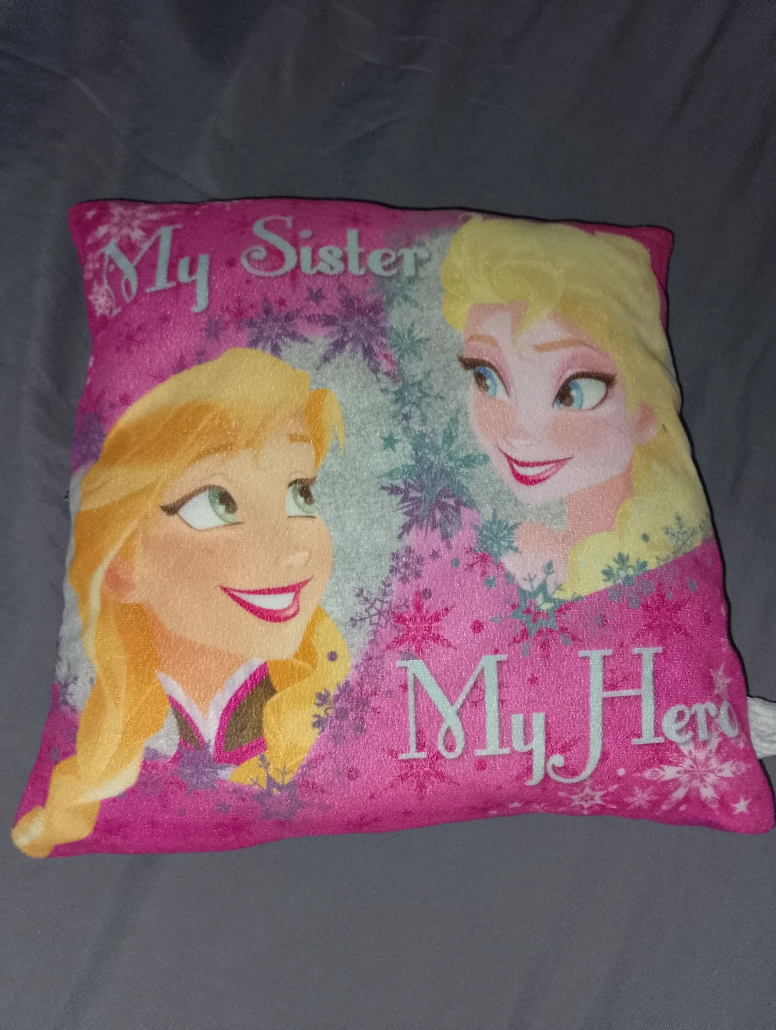 Coussin La Reine des Neige rose My sister My héro